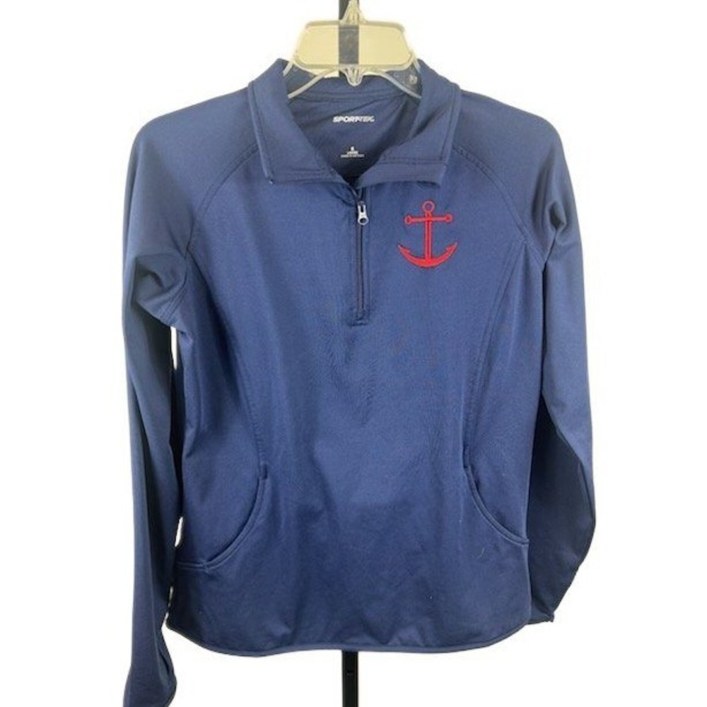 Sport Tek Ladies Nautical Performance Shirt Top Red Anchor Navy Blue Size Small